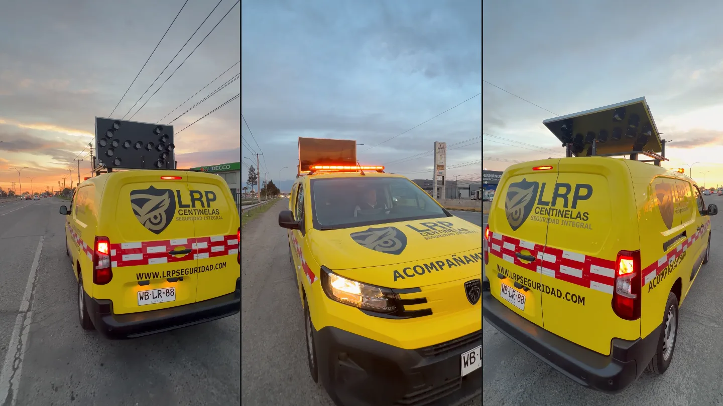 Flota real de vehículos escolta LRP, identificados para acompañamiento de cargas