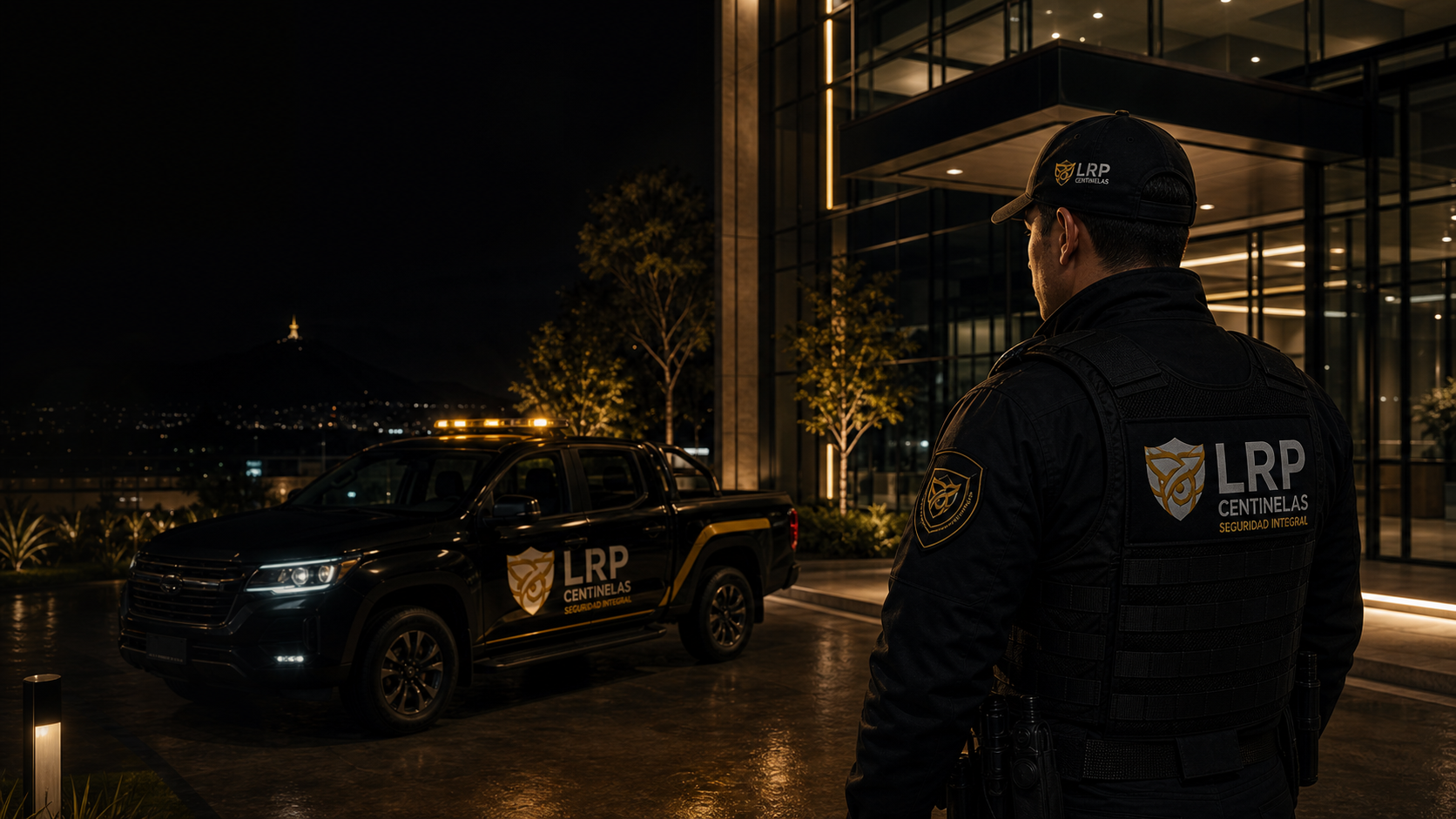 Guardia de seguridad LRP Centinelas en operación nocturna corporativa en Rancagua